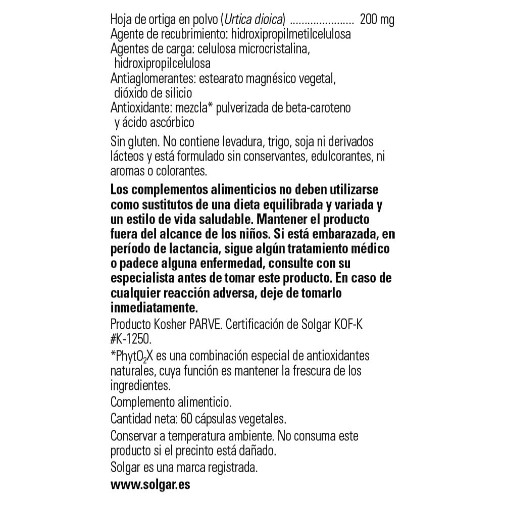 solgar-ortiga-extracto-de-hoja-60-c-psulas-vegetales-apto-veganos-y-kosher image 2