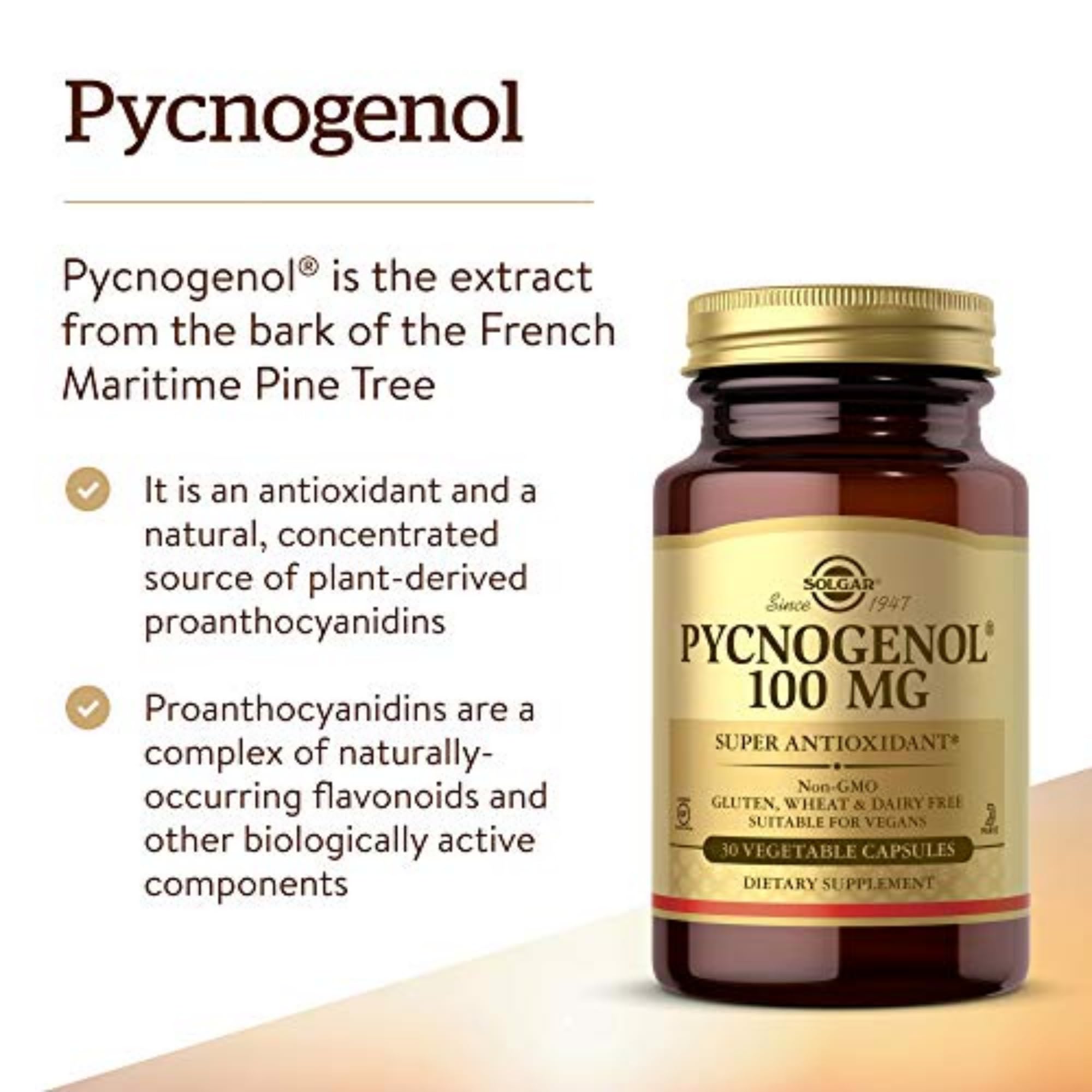 solgar-pycnogenol-30-c-psulas-vegetales-extracto-de-corteza-de-pino image 2