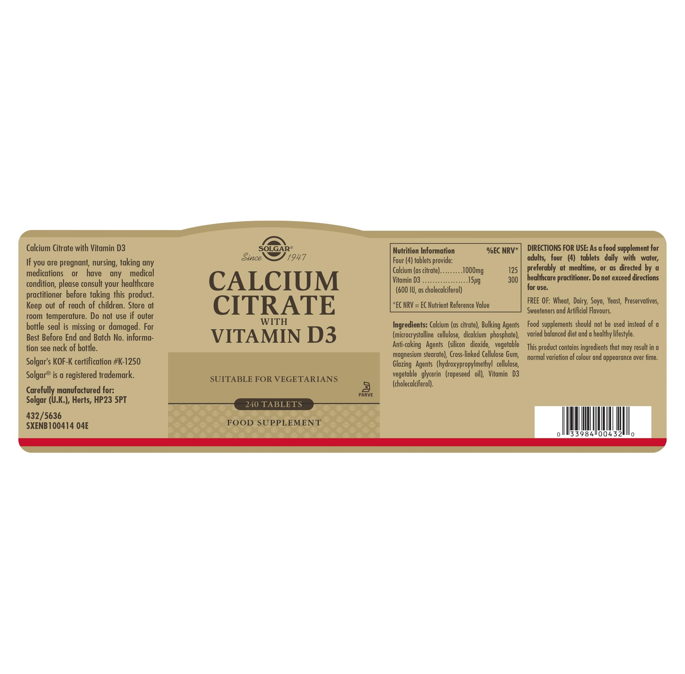 solgar-citrato-de-calcio-con-vitamina-d3-240-comprimidos image 2