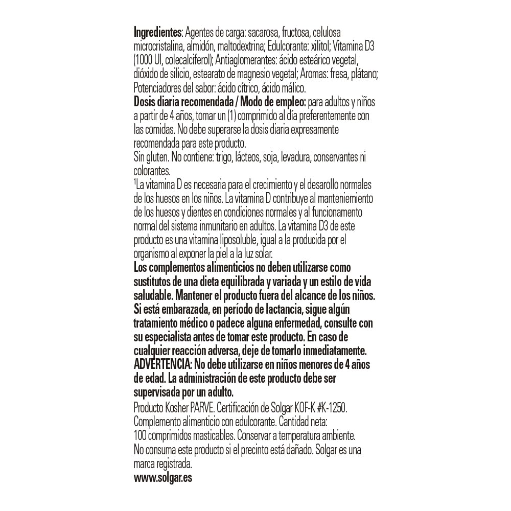 solgar-vitamina-d3-1000-ui-25-g-100-comprimidos-masticables-huesos-dientes-e-inm image 5