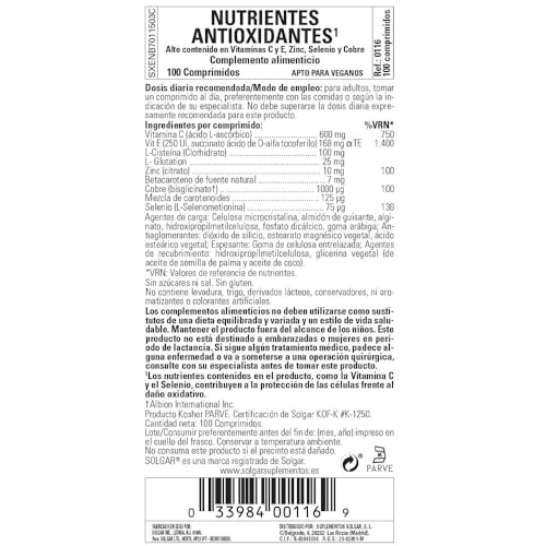 solgar-nutrientes-antioxidantes-100-tabletas-vitaminas-c-y-e-zinc-selenio-y-cobr image 6