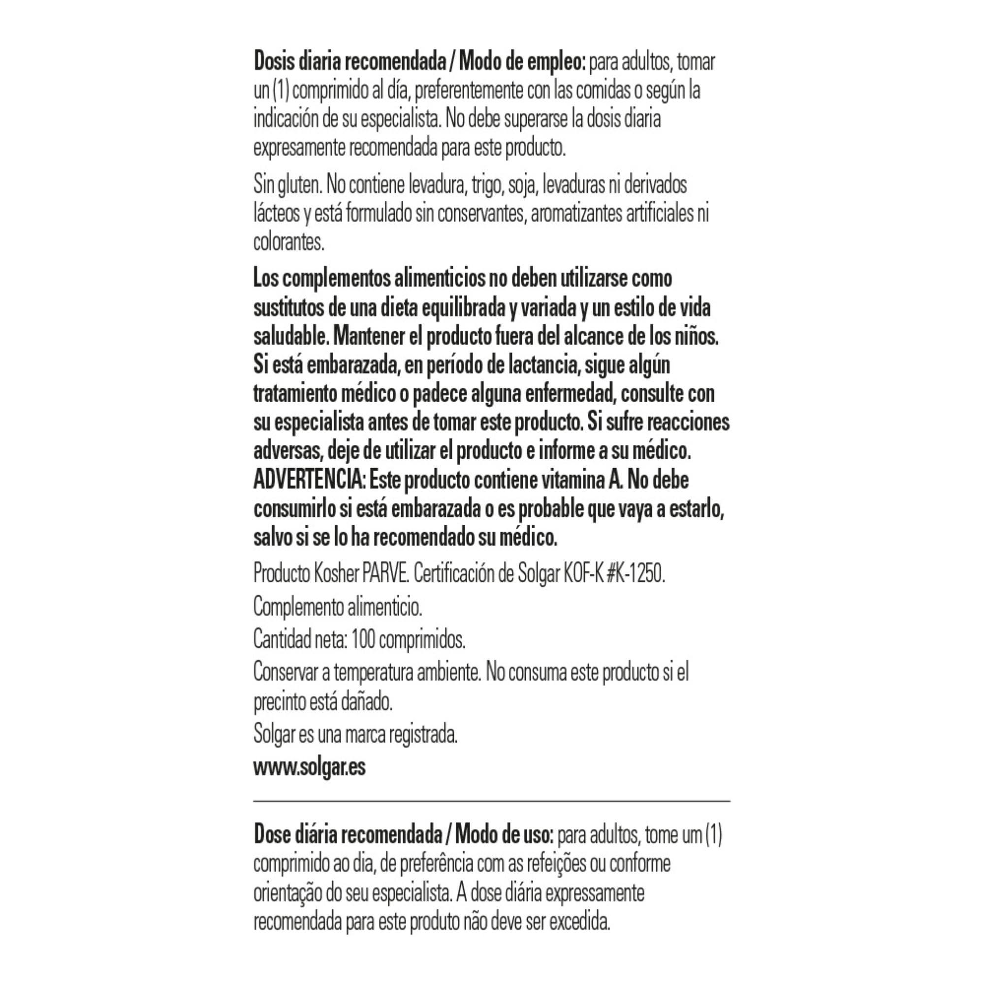 solgar-vitamina-a-seca-5000-ui-100-comprimidos image 2