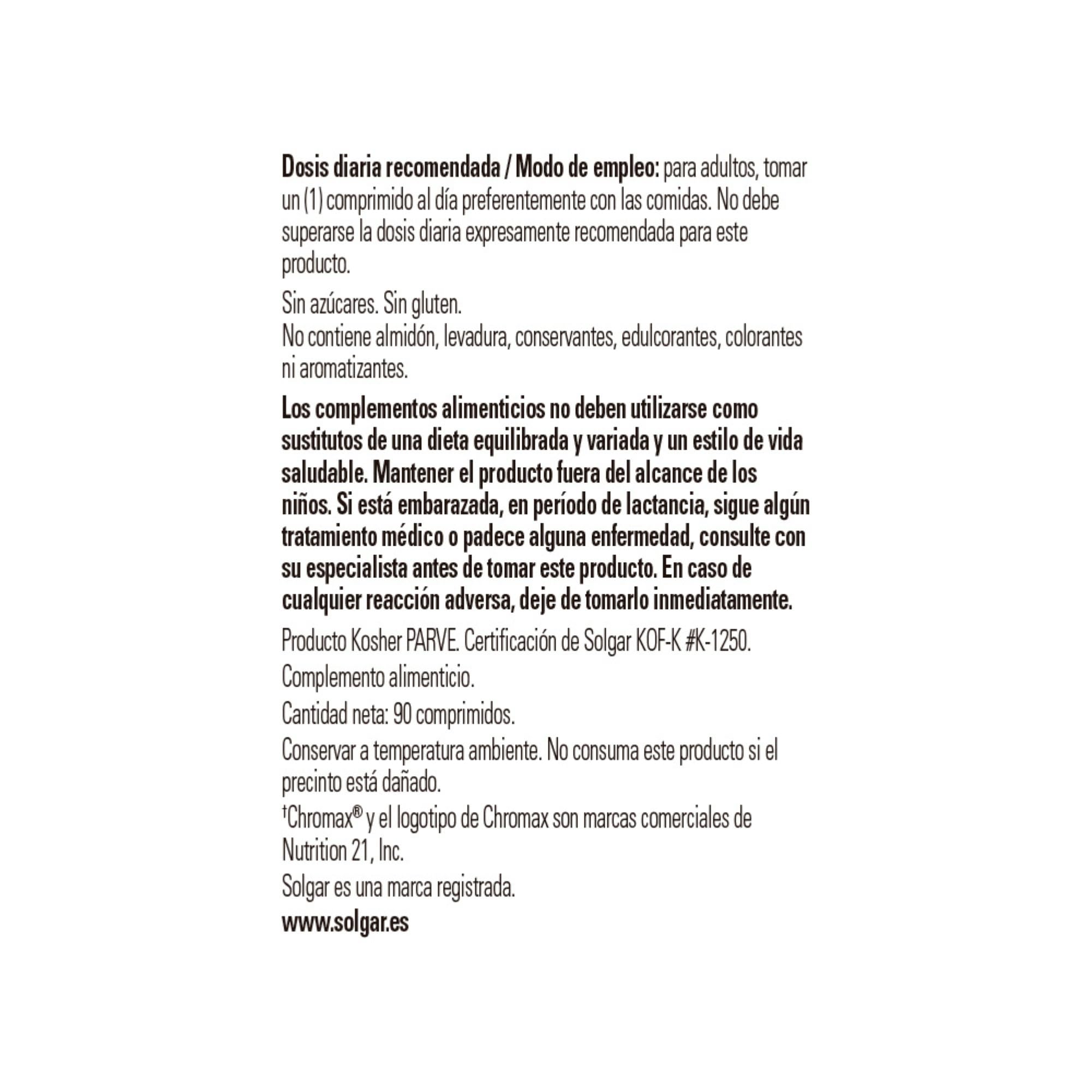 solgar-picolinato-de-cromo-200-g-90-c-psulas-metabolismo-de-la-glucosa image 2