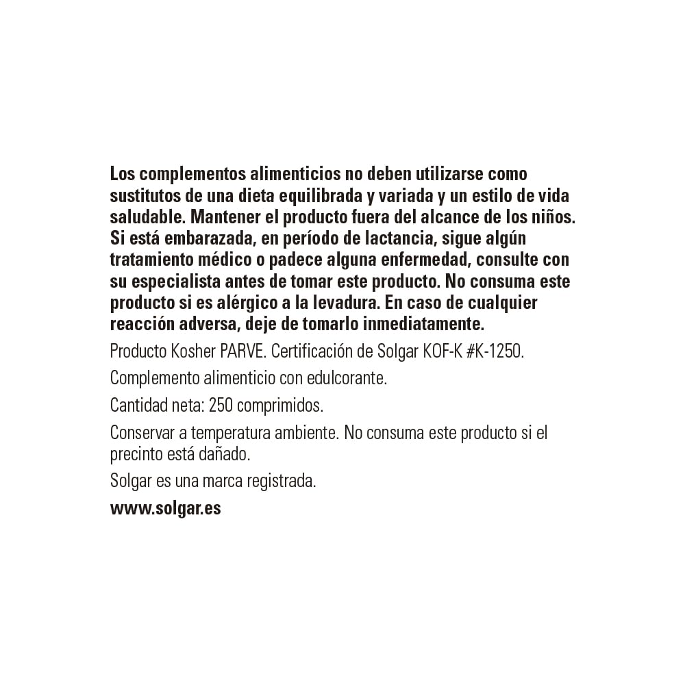 solgar-levadura-de-cerveza-con-vitamina-b12-250-comprimidos image 2