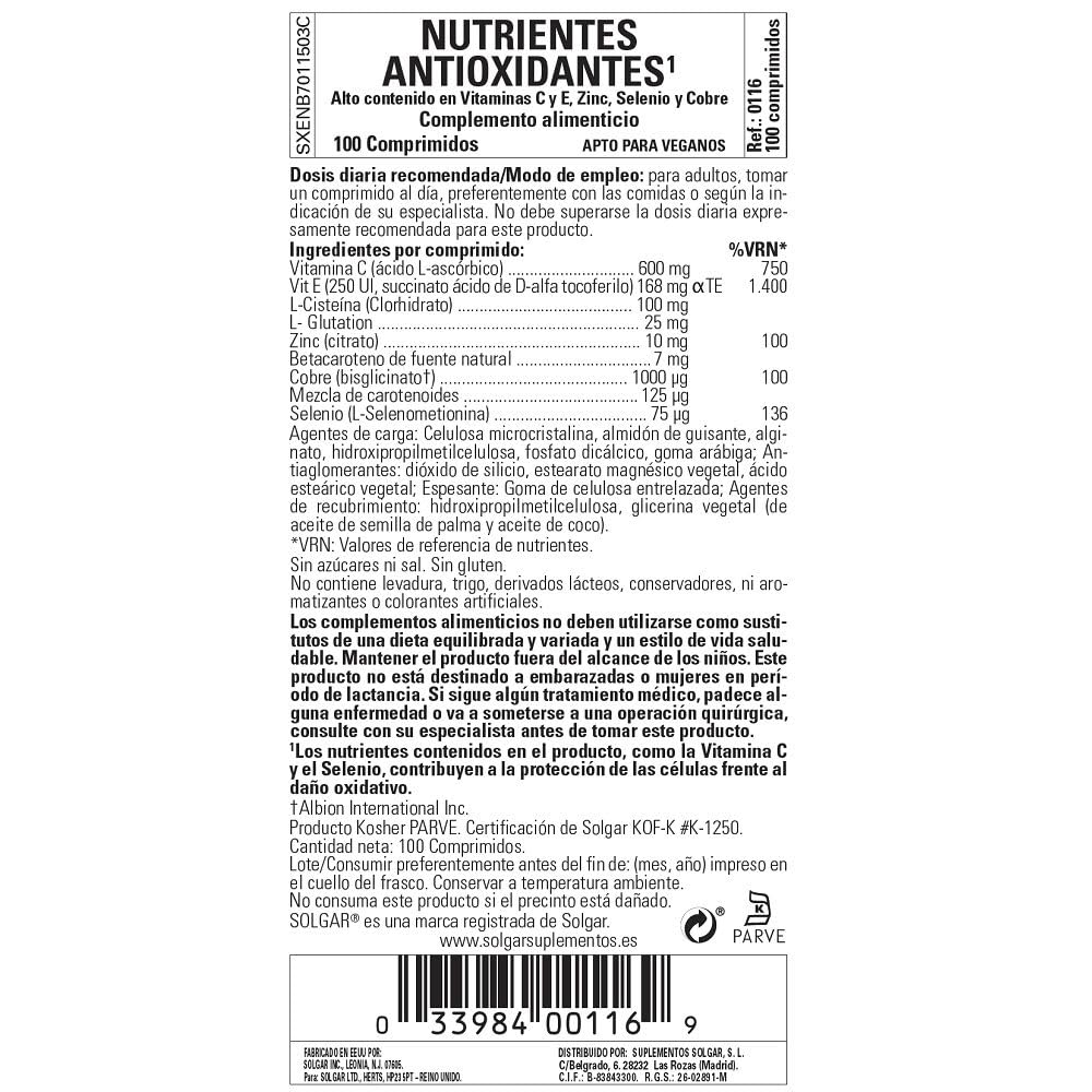 solgar-nutrientes-antioxidantes-100-tabletas-vitaminas-c-y-e-zinc-selenio-y-cobr image 3
