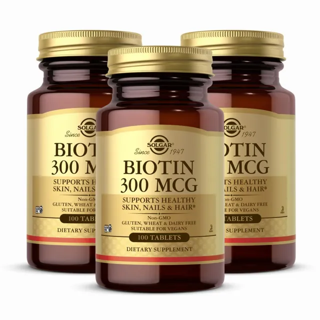 solgar-biotina-300-mcg-100-tabletas-pack-de-3-apoya-piel-cabello-y-u-as-vegano-y image 1