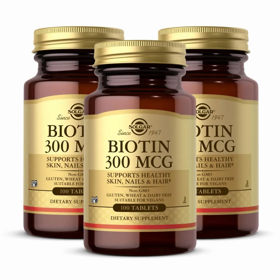 solgar-biotina-300-mcg-100-tabletas-pack-de-3-apoya-piel-cabello-y-u-as-vegano-y image 1